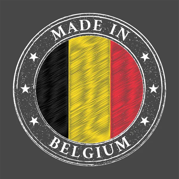 Modèle Fabriqué Belgique Drapeau Belgique Style Timbre — Image vectorielle