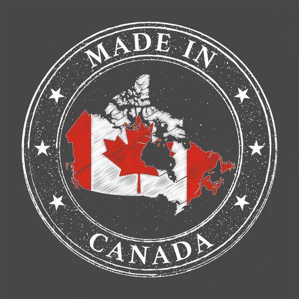 Šablona Byla Vytvořena Kanadě Mapa Vlajka Kanady Stylu Razítka — Stockový vektor
