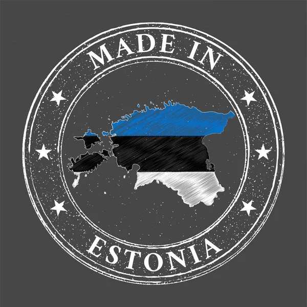 Tillverkad Estland Mall Karta Estlands Flagga Stämpelstil — Stock vektor