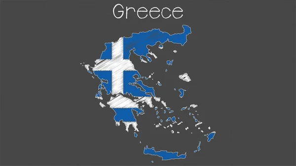 Εικόνα Σημαίας Στην Ελλάδα Σημαία Της Ελλάδας Σχήμα Χάρτη Στον — Διανυσματικό Αρχείο
