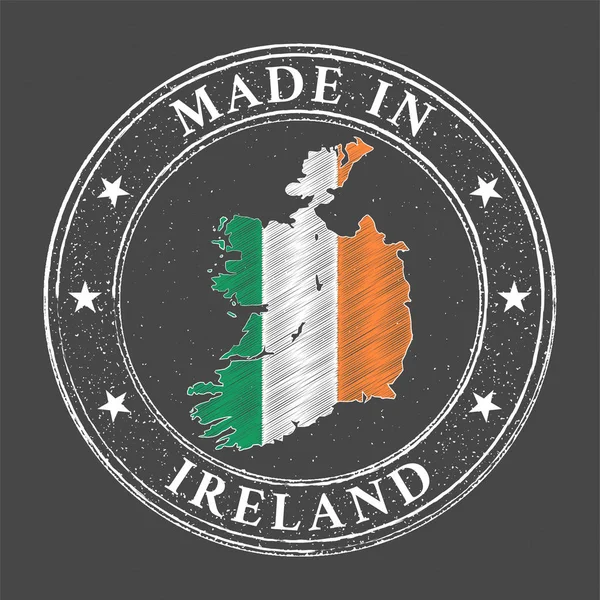 Made Ireland Template Map Flag Ireland Stamp Style — Stock Vector
