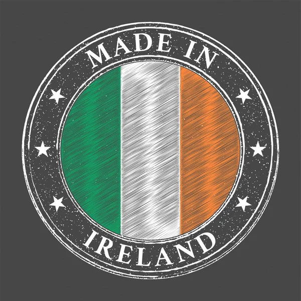 Made Ireland Template Flag Ireland Stamp Style — Stock Vector