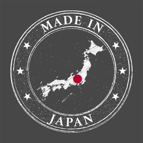 Tillverkad Japan Mall Karta Japans Flagga Stämpelstil — Stock vektor
