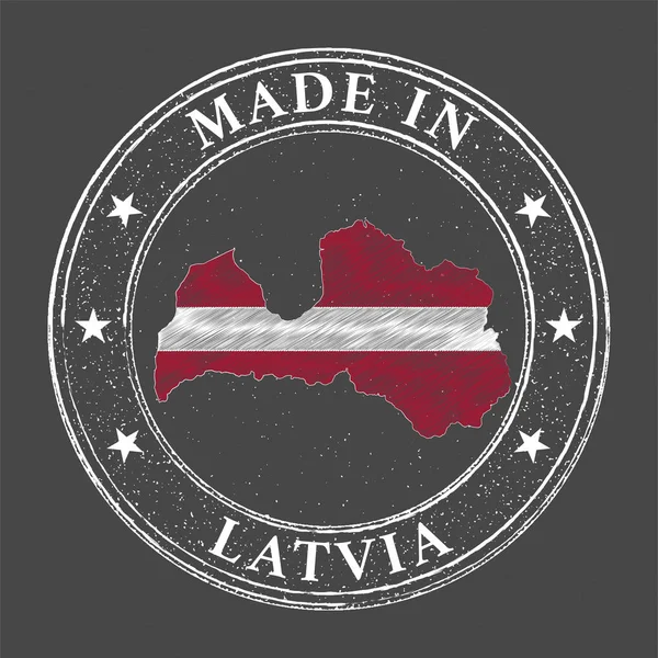 Tillverkad Lettland Mall Karta Lettlands Flagga Stämpelstil — Stock vektor