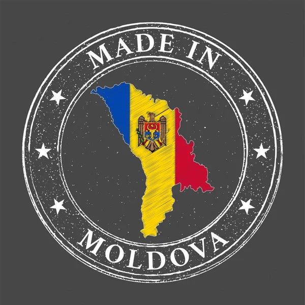 Moldova Şablonu Yapılmıştır Moldova Nın Pul Stilinde Harita Bayrağı — Stok Vektör