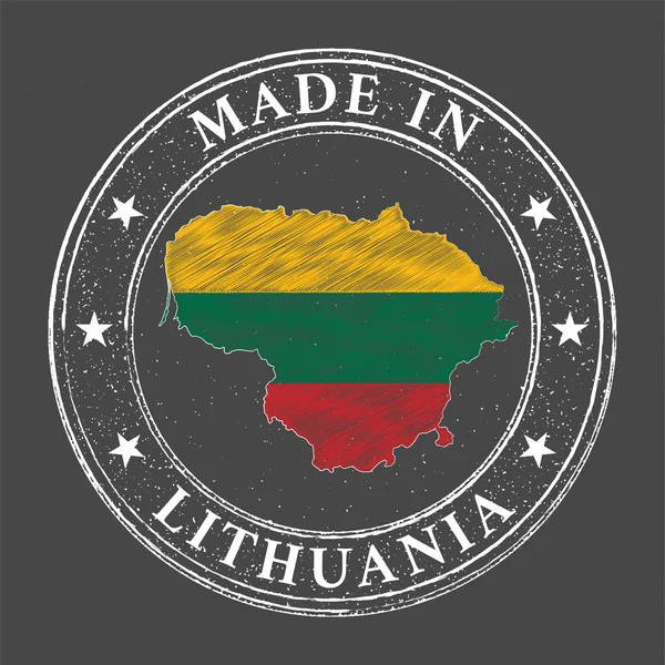 Litvanya Şablonu Yapılmıştır Damga Stilinde Litvanya Harita Bayrağı — Stok Vektör