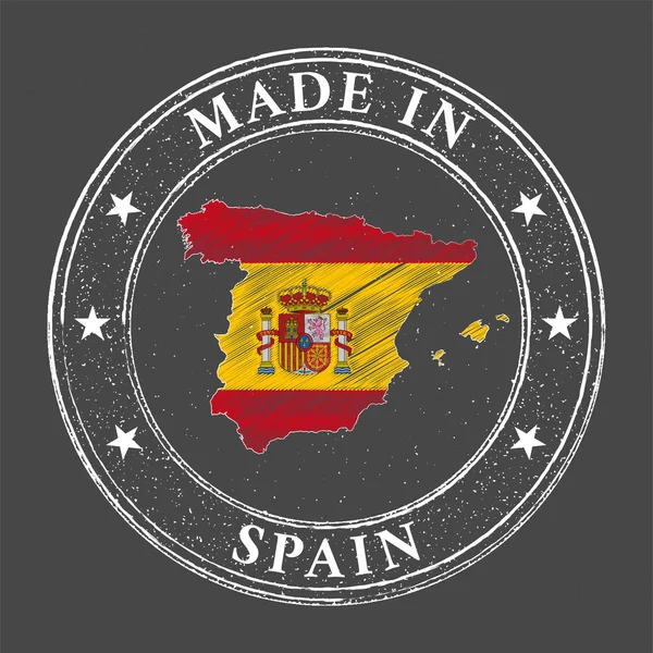 Plantilla Made Spain Mapa Bandera España Estilo Sello — Vector de stock