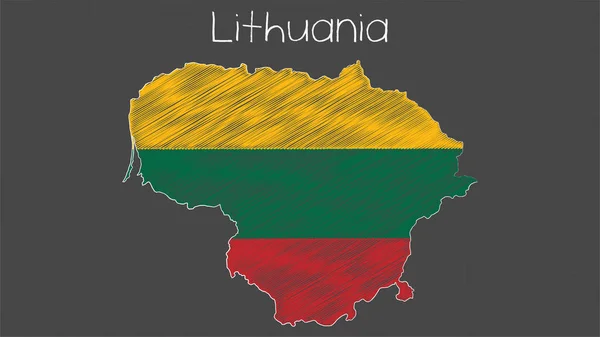 Litvanya harita bayrak illüstrasyon. Bayrak tahtasında harita şeklinde Litvanya bayrağı.