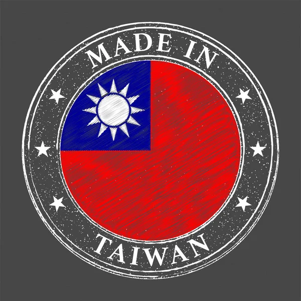 Provedeno Tchajwanské Předloze Vlajka Tchaj Wanu Stylu Razítka — Stockový vektor