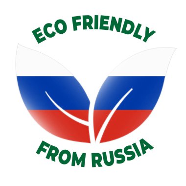 Rusya'dan çevre dostu rozeti. Yaprak şeklindeki bayrak vektör çizimi.