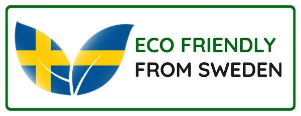 Экологически Дружелюбный Швеции Значок Флаг Векторной Иллюстрации Формы Листьев — стоковый вектор