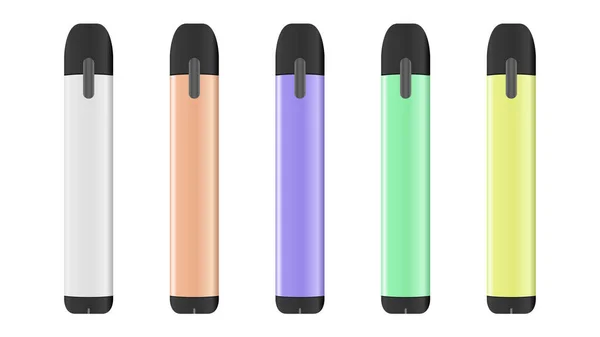 Gerçekçi Elektronik Sigara Konsepti Renkli Vape Kalem Mod Renk Seçeneği Telifsiz Stok Vektörler