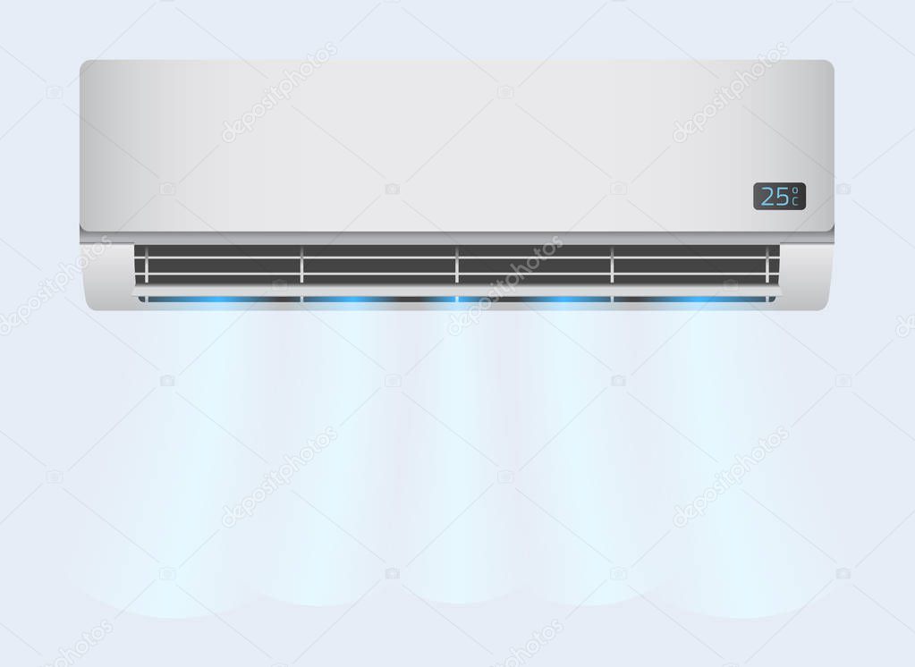Air conditioner background. Modern AC and air flow in realistic style. Vector illustration EPS10.