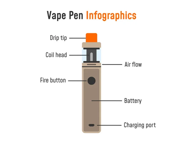 Elektronik sigara bilgi grafikleri. Vape kalem parçaları. Vektör illüstrasyon Eps10.