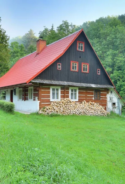 Tradiční Dřevěná Chata České Republice — Stock fotografie