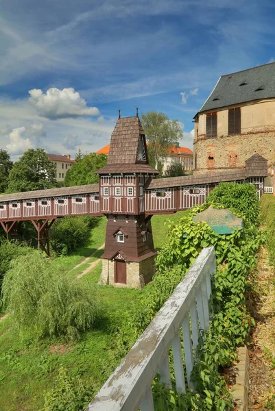 Ponte Legno Coperto Nel Giardino Del Castello Nella Città Nove — Foto Stock