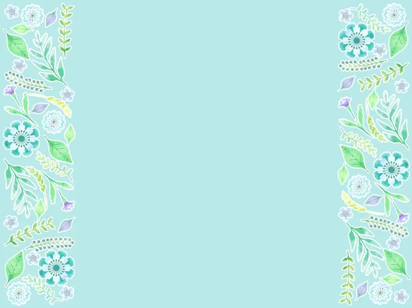 Illustrazione Botanica Cornice Blu — Vettoriale Stock