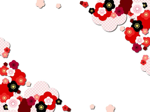 美丽的梅花背景 日本风格 — 图库矢量图片