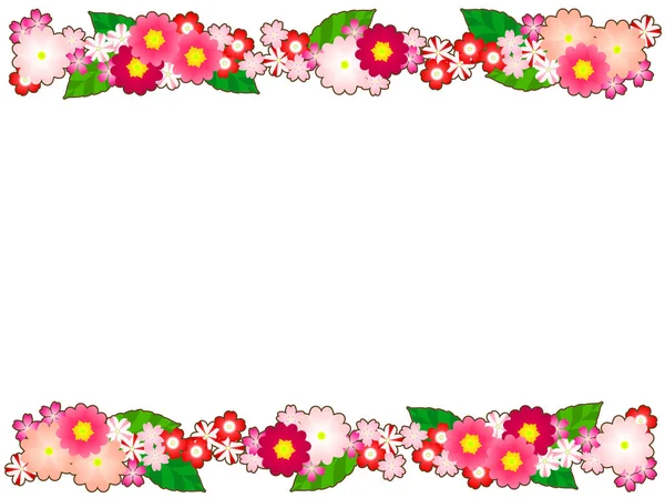 Cadre Fleur Printemps Primula Rose Verveine — Image vectorielle