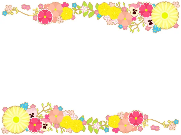 Various Flower Frame Spring — Stock Vector