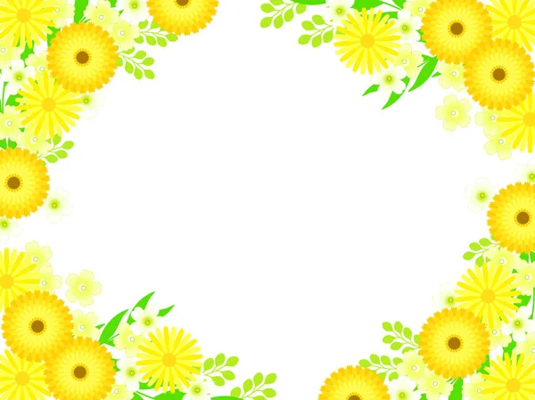 春黄色の花フレーム カレンデュラ — ストックベクタ