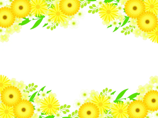 春黄色の花フレーム カレンデュラ — ストックベクタ