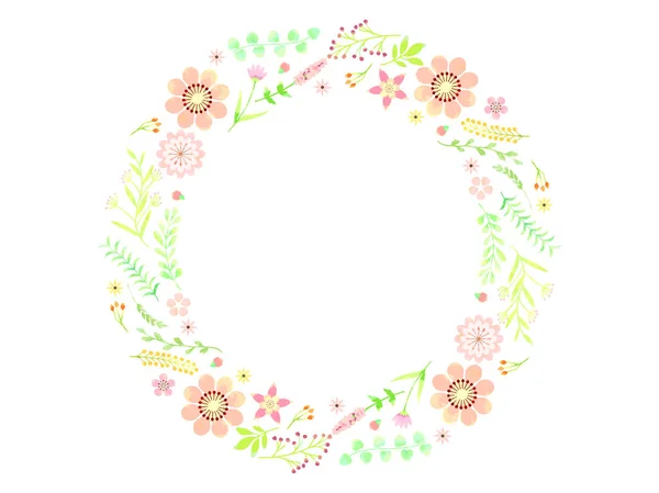 Illustrazione Cornice Con Fiori Rosa Piante Acquerello Stile — Vettoriale Stock