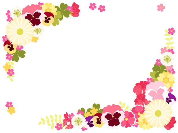 春の小さな花のイラストのフレーム — ストックベクタ