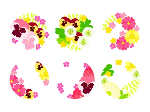 Conjunto Ilustração Flor Primavera Colorido Bonito — Vetor de Stock