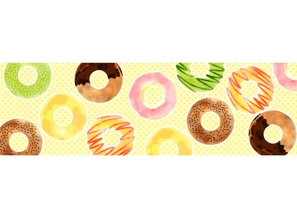 Söt Donut Illustration Bakgrund Akvarell Stil — Stock vektor