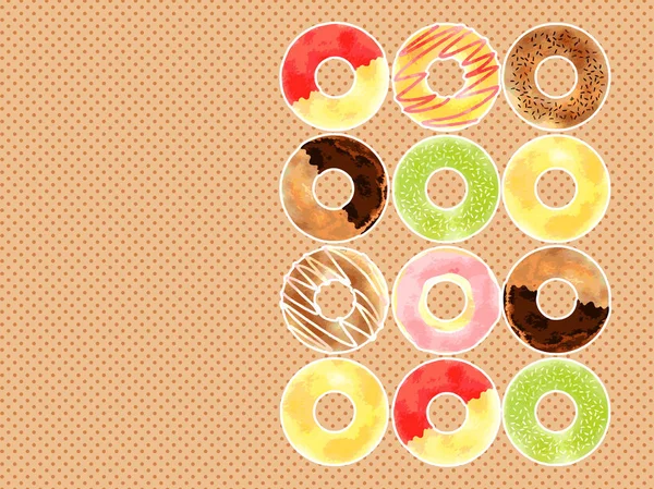 Söt Donut Illustration Bakgrund Akvarell Stil — Stock vektor