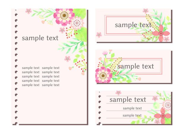 Карточка с розовым цветом, акварель
