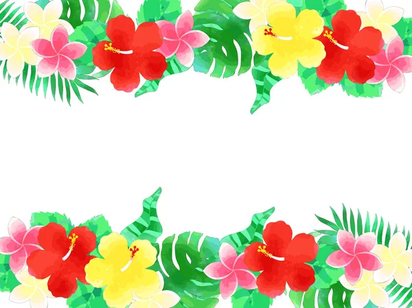 Hibiscus Plantes Sud Illustration Fond Style Aquarelle — Image vectorielle