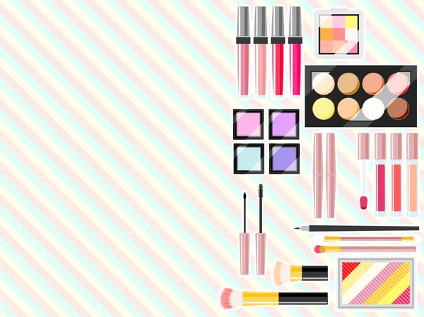 Ilustrace Nástrojů Pro Makeup Pozadí Tapety — Stockový vektor