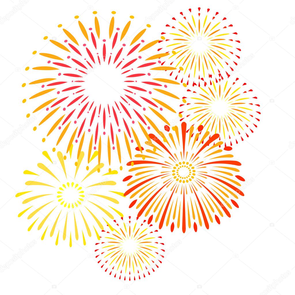 Fireworks illustration, vector,colorful,Japanese style