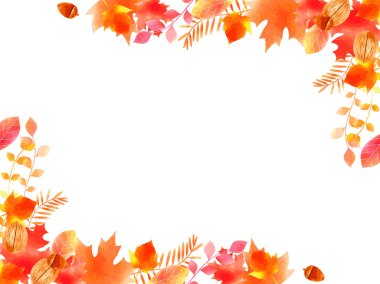 Sonbahar yaprakları illüstrasyon arka plan, suluboya tarzı