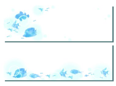 Tropikal balık illüstrasyon arka plan, güney denizi, güzel mavi, suluboya tarzı