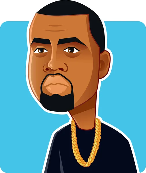 Haziran 2018 Kanye West Karikatür Vektör — Stok Vektör