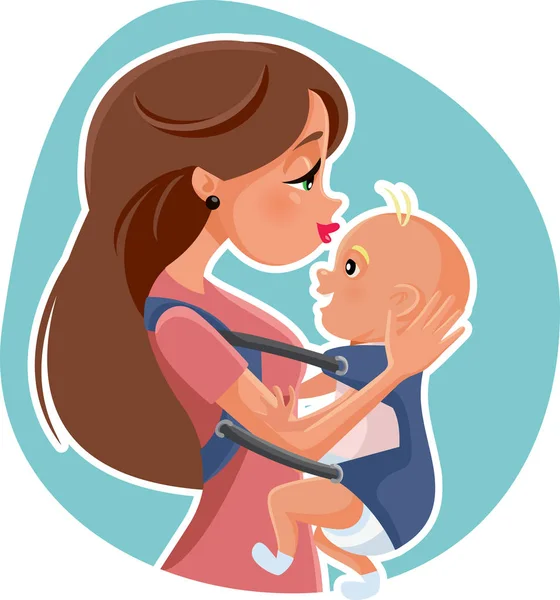 Mãe Feliz Com Ilustração Vetor Bebê — Vetor de Stock