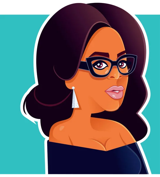 Temmuz Oprah Winfrey Vektör Yayın Karikatür — Stok Vektör