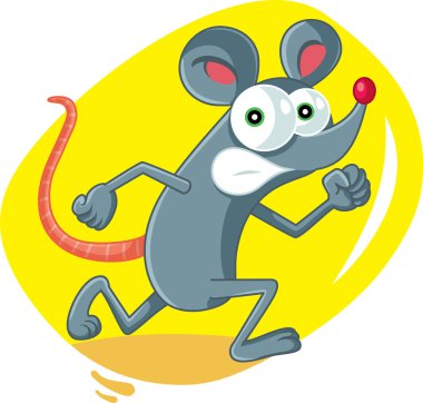 Funny Cartoon Rat Running Scared  clipart