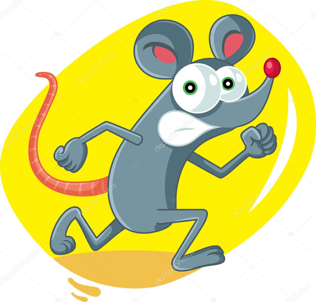 Funny Cartoon Rat Running Scared 