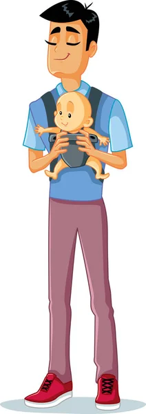 Happy Father Holding Baby Sling Vector Illustration — Stock Vector