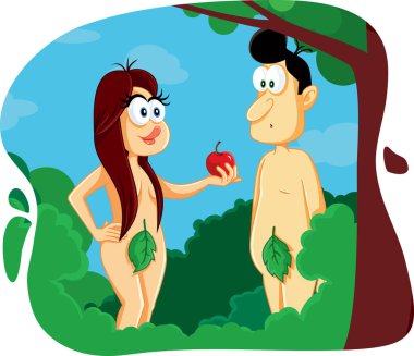 Adem ve Havva Garden of Eden karikatür resimde