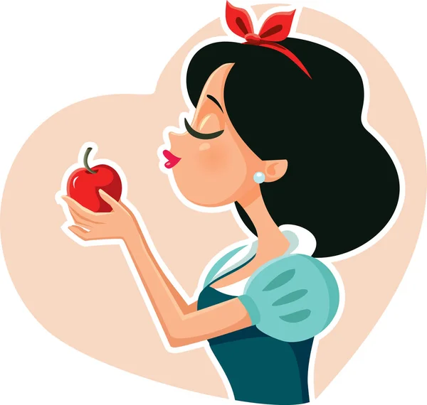 Snow White Princess Holding Red Poison Apple — Stock Vector