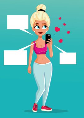 Sosyal medya için bir Selfie alarak seksi Fitness kız