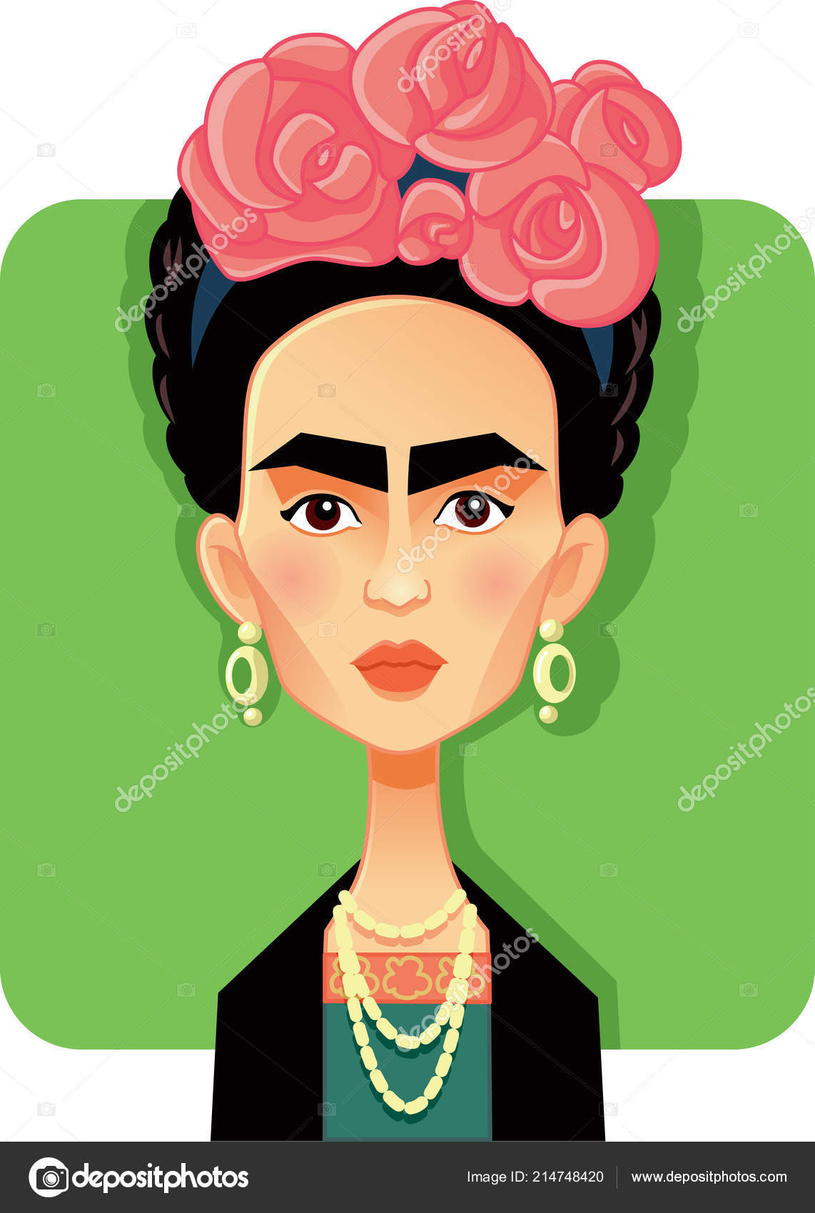 Mexico September 2018 Frida Kahlo Vector Caricature Stock Vector Image ...