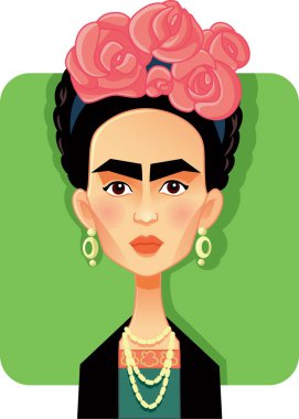 Meksika, 15 Eylül 2018, Frida Kahlo vektör karikatür