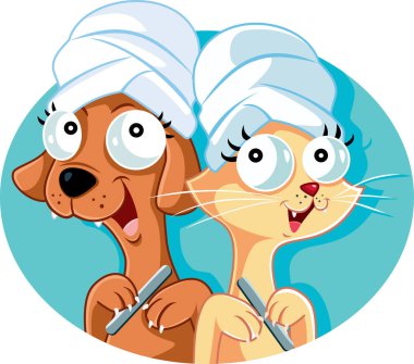 Komik Pet Salon vektör Logo damat