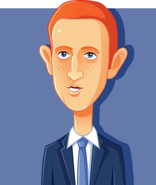 NY, ABD, 7 Ekim 2018, Mark Zuckerberg vektör karikatür